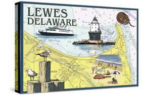 Lewes, Delaware - Nautical Chart #2-Lantern Press-Stretched Canvas