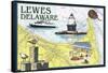 Lewes, Delaware - Nautical Chart #2-Lantern Press-Framed Stretched Canvas