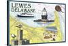 Lewes, Delaware - Nautical Chart #2-Lantern Press-Stretched Canvas