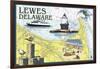 Lewes, Delaware - Nautical Chart-Lantern Press-Framed Art Print