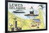 Lewes, Delaware - Nautical Chart-Lantern Press-Framed Art Print