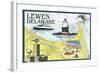 Lewes, Delaware - Nautical Chart-Lantern Press-Framed Art Print