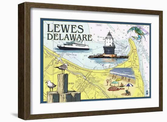 Lewes, Delaware - Nautical Chart-Lantern Press-Framed Art Print