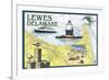 Lewes, Delaware - Nautical Chart-Lantern Press-Framed Premium Giclee Print