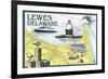 Lewes, Delaware - Nautical Chart-Lantern Press-Framed Art Print