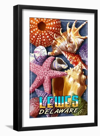 Lewes, Delaware - Shells Montage-Lantern Press-Framed Art Print