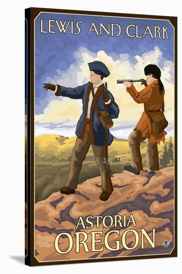 Lewis and Clark, Astoria, Oregon-Lantern Press-Stretched Canvas
