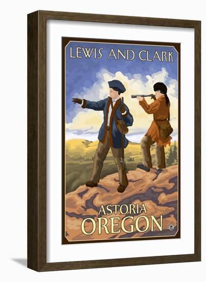 Lewis and Clark, Astoria, Oregon-Lantern Press-Framed Art Print