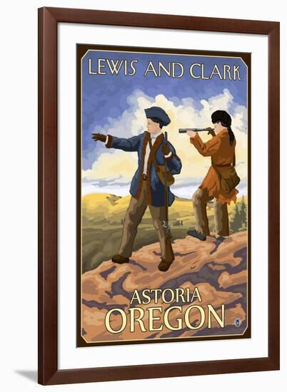 Lewis and Clark, Astoria, Oregon-Lantern Press-Framed Art Print