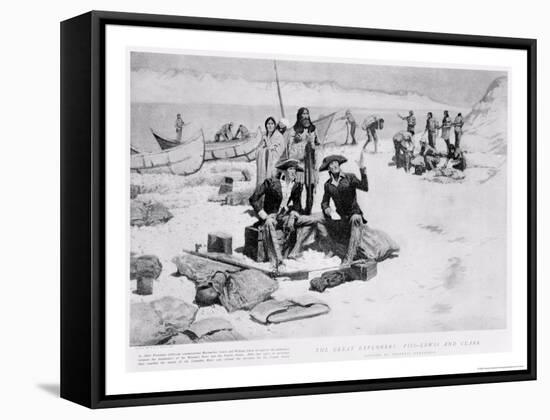 Lewis and Clark at the Mouth of the Columbia River, 1805, from "Collier's Magazine," May 12th 1906-Frederic Sackrider Remington-Framed Stretched Canvas