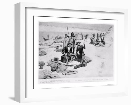 Lewis and Clark at the Mouth of the Columbia River, 1805, from "Collier's Magazine," May 12th 1906-Frederic Sackrider Remington-Framed Giclee Print