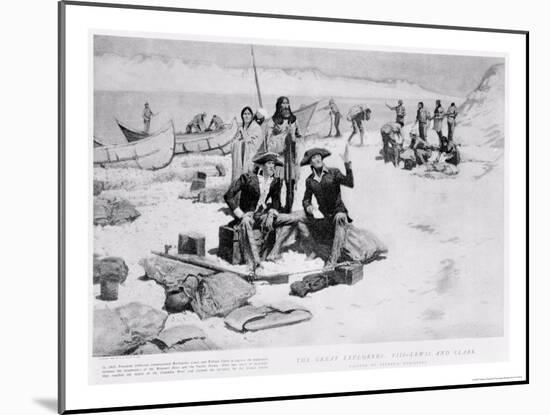Lewis and Clark at the Mouth of the Columbia River, 1805, from "Collier's Magazine," May 12th 1906-Frederic Sackrider Remington-Mounted Giclee Print