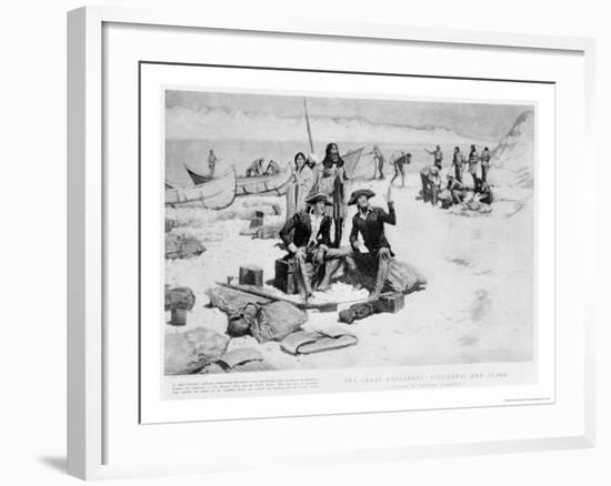 Lewis and Clark at the Mouth of the Columbia River, 1805, from "Collier's Magazine," May 12th 1906-Frederic Sackrider Remington-Framed Giclee Print