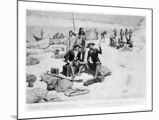 Lewis and Clark at the Mouth of the Columbia River, 1805, from "Collier's Magazine," May 12th 1906-Frederic Sackrider Remington-Mounted Giclee Print