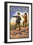 Lewis and Clark, Glacier National Park, Montana-Lantern Press-Framed Art Print