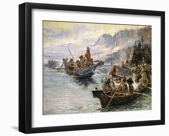 Lewis and Clark on the Lower Columbia-Charles Marion Russell-Framed Art Print