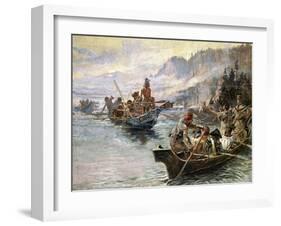 Lewis and Clark on the Lower Columbia-Charles Marion Russell-Framed Art Print