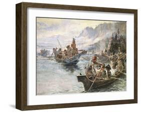 Lewis and Clark on the Lower Columbia-Charles Marion Russell-Framed Art Print