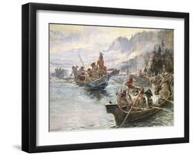 Lewis and Clark on the Lower Columbia-Charles Marion Russell-Framed Art Print