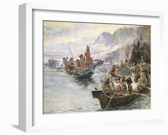 Lewis and Clark on the Lower Columbia-Charles Marion Russell-Framed Art Print