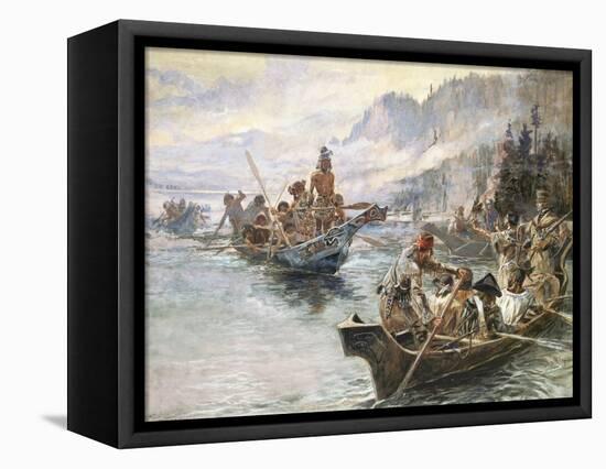 Lewis and Clark on the Lower Columbia-Charles Marion Russell-Framed Stretched Canvas