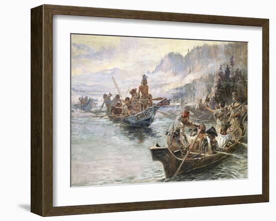 Lewis and Clark on the Lower Columbia-Charles Marion Russell-Framed Premium Giclee Print