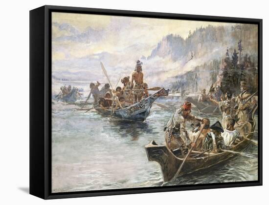 Lewis and Clark on the Lower Columbia-Charles Marion Russell-Framed Stretched Canvas