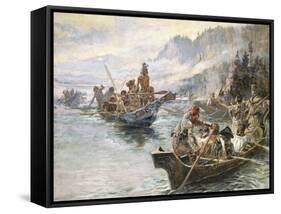 Lewis and Clark on the Lower Columbia-Charles Marion Russell-Framed Stretched Canvas