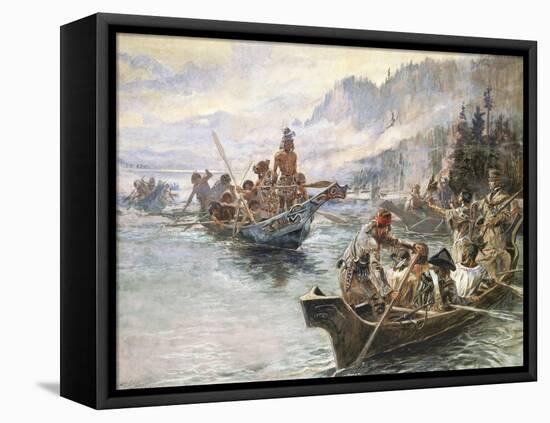 Lewis and Clark on the Lower Columbia-Charles Marion Russell-Framed Stretched Canvas