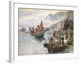 Lewis and Clark on the Lower Columbia-Charles Marion Russell-Framed Premium Giclee Print