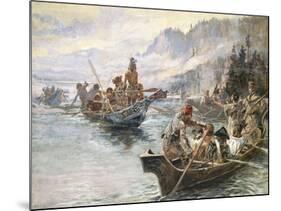 Lewis and Clark on the Lower Columbia-Charles Marion Russell-Mounted Premium Giclee Print
