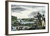 Lewis and Clark Shoot a Grizzly Bear during Their Exploration of Louisiana Territory-null-Framed Giclee Print