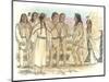 Lewis, Clark, and Sacagawea Meeting a Group of Four Indians in Front of a Mat Lodge-Roger Cooke-Mounted Giclee Print