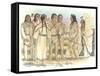 Lewis, Clark, and Sacagawea Meeting a Group of Four Indians in Front of a Mat Lodge-Roger Cooke-Framed Stretched Canvas