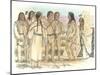 Lewis, Clark, and Sacagawea Meeting a Group of Four Indians in Front of a Mat Lodge-Roger Cooke-Mounted Giclee Print