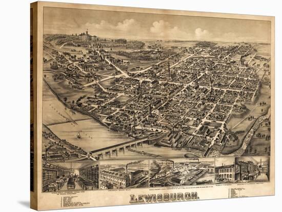 Lewisburg, Pennsylvania - Panoramic Map-Lantern Press-Stretched Canvas