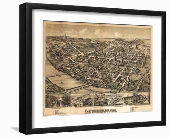 Lewisburg, Pennsylvania - Panoramic Map-Lantern Press-Framed Art Print