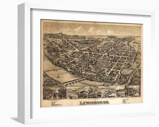 Lewisburg, Pennsylvania - Panoramic Map-Lantern Press-Framed Art Print