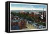 Lewiston, Maine - Aerial View of the Mills and Canal-Lantern Press-Framed Stretched Canvas