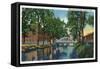 Lewiston, Maine - View of Mills Along the Canal-Lantern Press-Framed Stretched Canvas