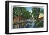 Lewiston, Maine - View of Mills Along the Canal-Lantern Press-Framed Art Print