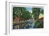 Lewiston, Maine - View of Mills Along the Canal-Lantern Press-Framed Art Print