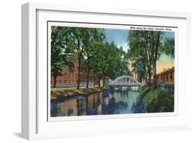 Lewiston, Maine - View of Mills Along the Canal-Lantern Press-Framed Art Print