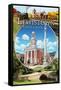 Lewistown, Pennsylvania - Montage Scenes-Lantern Press-Framed Stretched Canvas