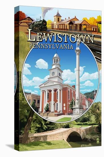 Lewistown, Pennsylvania - Montage Scenes-Lantern Press-Stretched Canvas
