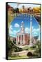 Lewistown, Pennsylvania - Montage Scenes-Lantern Press-Framed Stretched Canvas