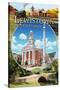 Lewistown, Pennsylvania - Montage Scenes-Lantern Press-Stretched Canvas