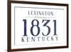 Lexington, Kentucky - Established Date (Blue)-Lantern Press-Framed Art Print