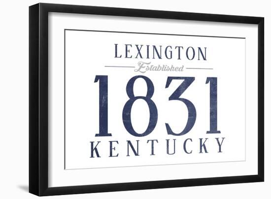 Lexington, Kentucky - Established Date (Blue)-Lantern Press-Framed Art Print