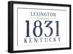 Lexington, Kentucky - Established Date (Blue)-Lantern Press-Framed Art Print